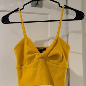 Forever 21 Mustard Yellow Twist-Front Ribbed Cami